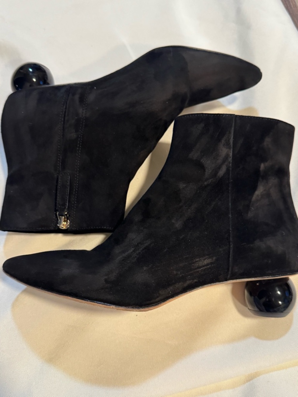 Kate Spade Sydney Black Suede Sphere Heel Ankle Boots Size 7B